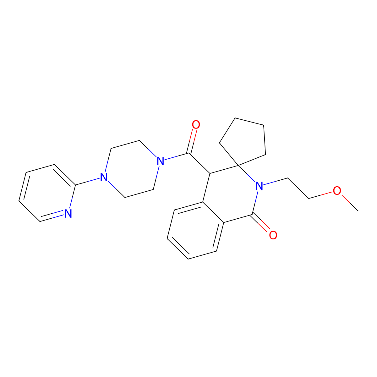 2-(2-methoxyethyl)-4-(4-pyridin-2-ylpiperazine-1-carbonyl)spiro[4H-isoquinoline-3,1'-cyclopentane]-1-one molecular structure, CAS 1212428-72-2