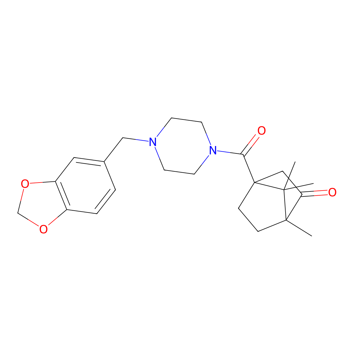 4-{[4-(1,3-Benzodioxol-5-ylmethyl)piperazin-1-yl]carbonyl}-1,7,7-trimethylbicyclo[2.2.1]heptan-2-one molecular structure, CAS 1212428-88-0