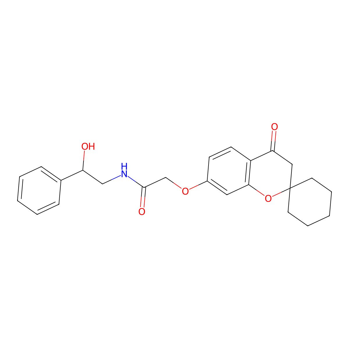 N-(2-hydroxy-2-phenylethyl)-2-[(4-oxo-3,4-dihydrospiro[chromene-2,1'-cyclohexan]-7-yl)oxy]acetamide molecular structure, CAS 1212429-17-8