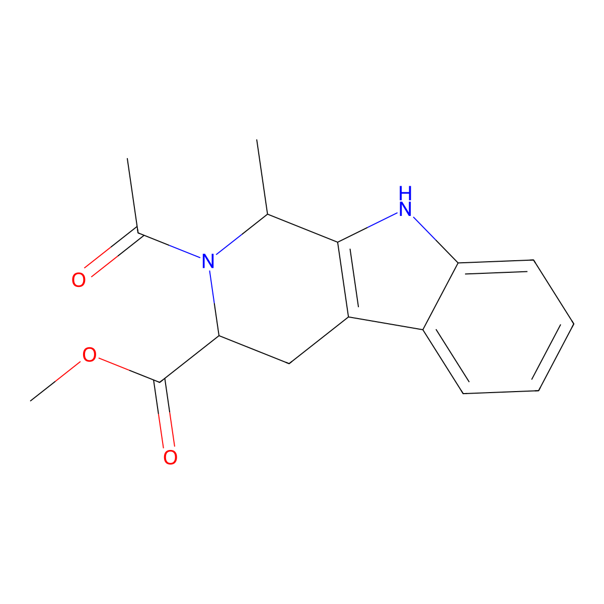methyl (3S)-2-acetyl-1-methyl-1,3,4,9-tetrahydropyrido[3,4-b]indole-3-carboxylate molecular structure, CAS 1212429-39-4