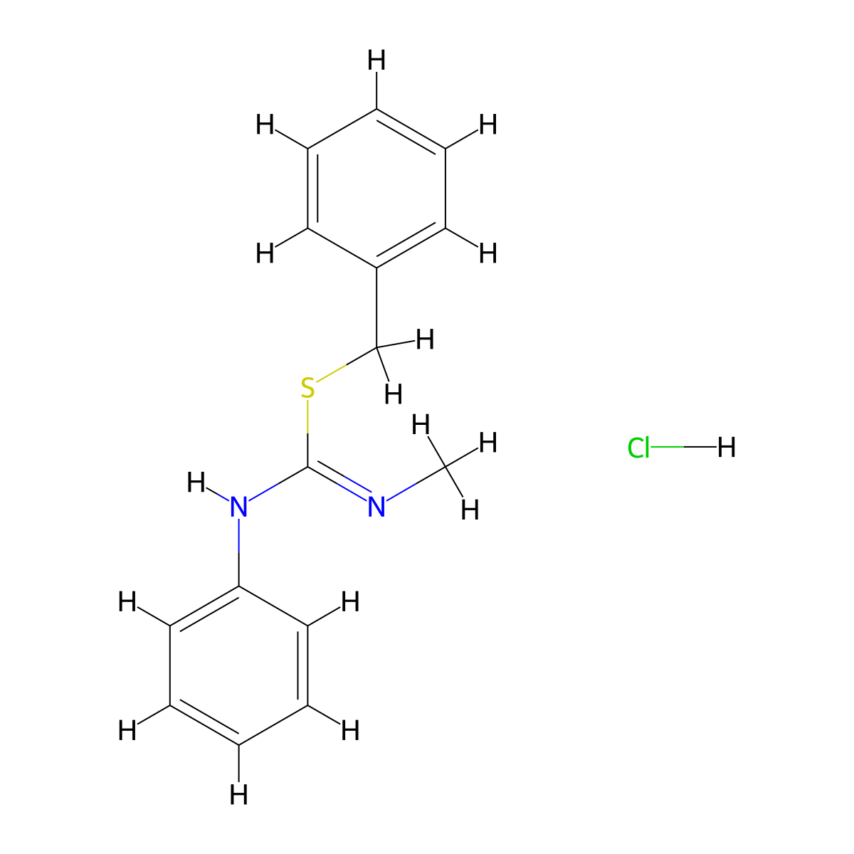 benzyl N-methyl-N'-phenylimidothiocarbamate hydrochloride molecular structure, CAS 1212430-19-7