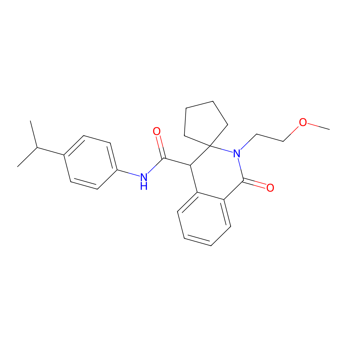 2'-(2-methoxyethyl)-1'-oxo-N-[4-(propan-2-yl)phenyl]-1',4'-dihydro-2'H-spiro[cyclopentane-1,3'-isoquinoline]-4'-carboxamide molecular structure, CAS 1212430-22-2