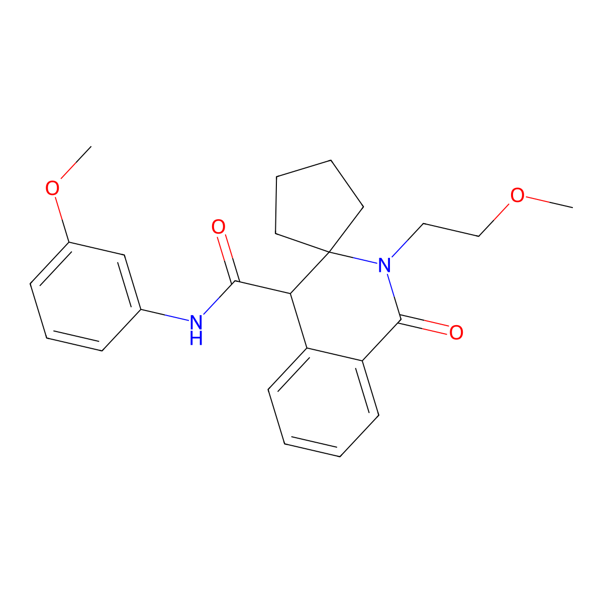 2'-(2-methoxyethyl)-N-(3-methoxyphenyl)-1'-oxo-1',4'-dihydro-2'H-spiro[cyclopentane-1,3'-isoquinoline]-4'-carboxamide molecular structure, CAS 1212430-95-9