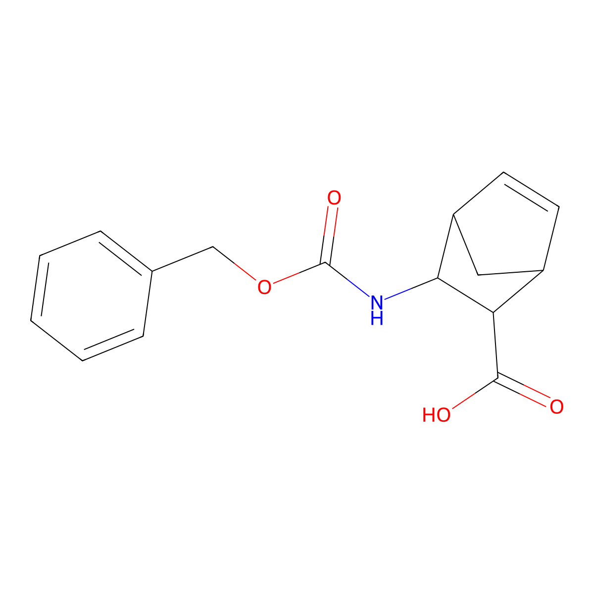 rac-(2R,3R)-3-(((benzyloxy)carbonyl)amino)bicyclo(2.2.1)hept-5-ene-2-carboxylic acid molecular structure, CAS 1212430-98-2