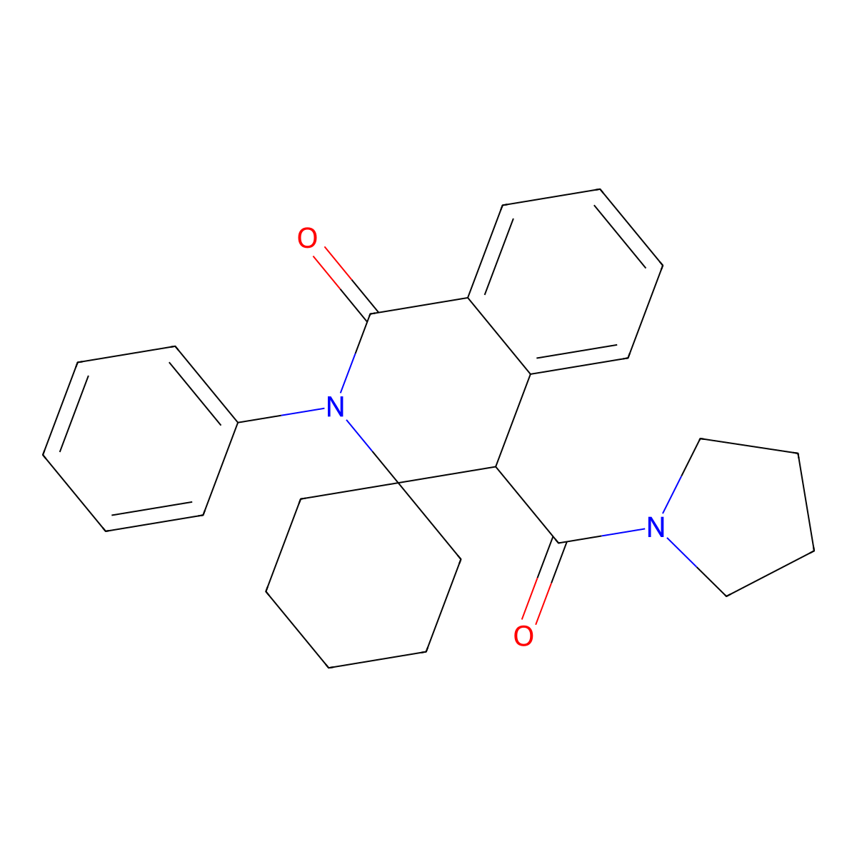 2'-phenyl-4'-(pyrrolidin-1-ylcarbonyl)-2'H-spiro[cyclohexane-1,3'-isoquinolin]-1'(4'H)-one molecular structure, CAS 1212431-73-6