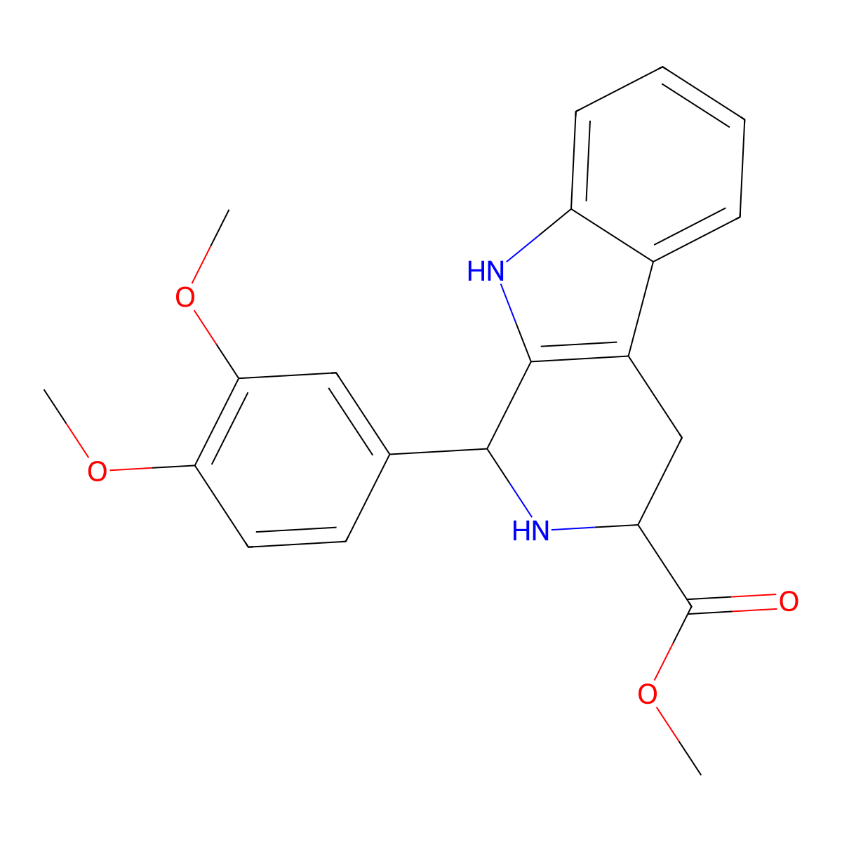 (3S)-methyl 1-(3,4-dimethoxyphenyl)-2,3,4,9-tetrahydro-1H-pyrido[3,4-b]indole-3-carboxylate molecular structure, CAS 1212432-10-4
