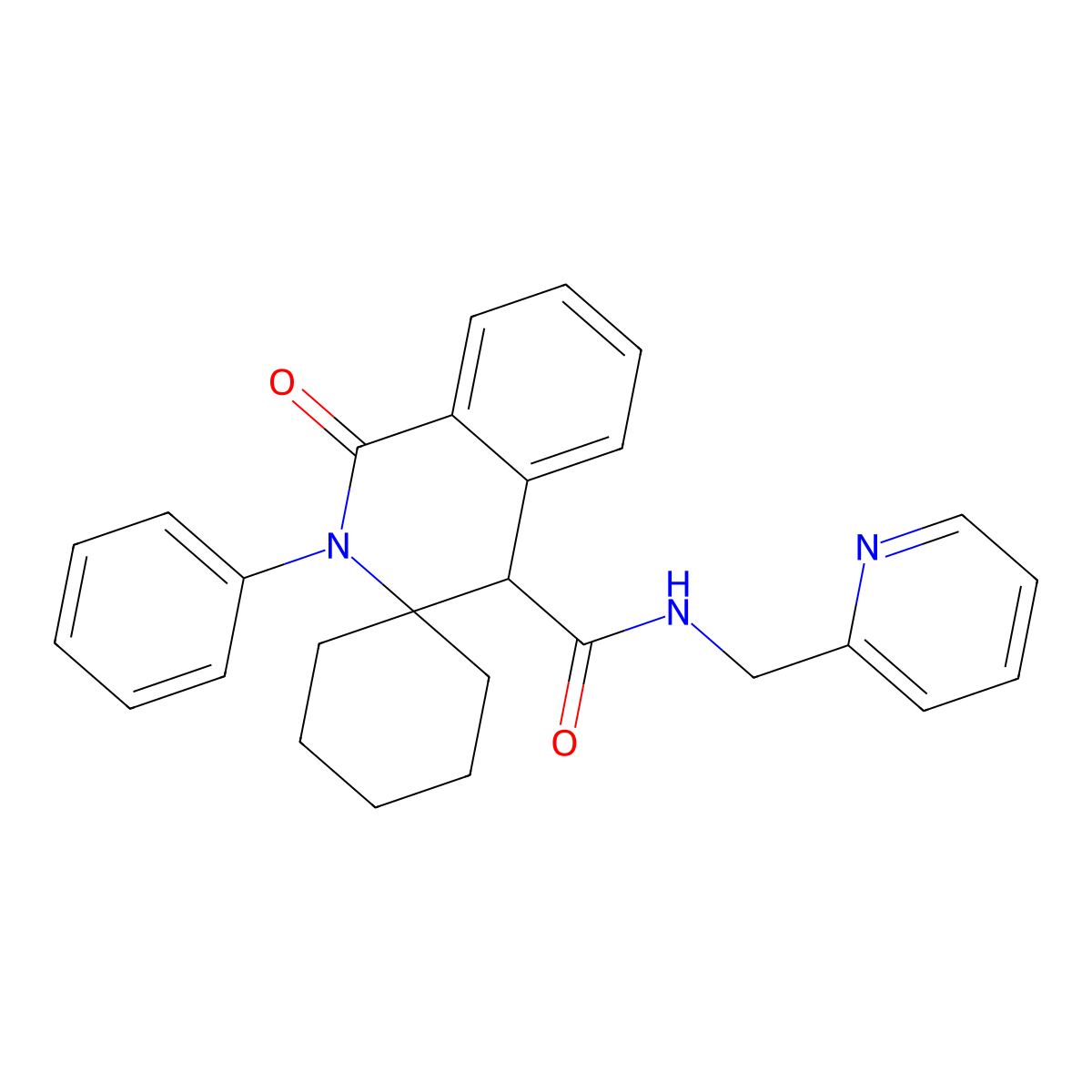 1'-oxo-2'-phenyl-N-(pyridin-2-ylmethyl)-1',4'-dihydro-2'H-spiro[cyclohexane-1,3'-isoquinoline]-4'-carboxamide molecular structure, CAS 1212433-43-6