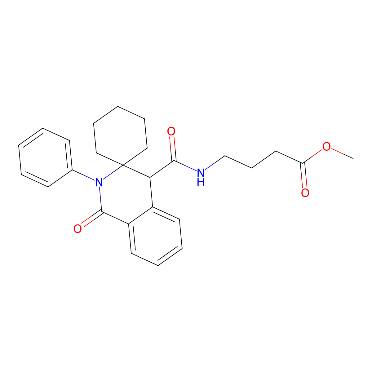 methyl 4-{[(1'-oxo-2'-phenyl-1',4'-dihydro-2'H-spiro[cyclohexane-1,3'-isoquinolin]-4'-yl)carbonyl]amino}butanoate molecular structure, CAS 1212434-08-6