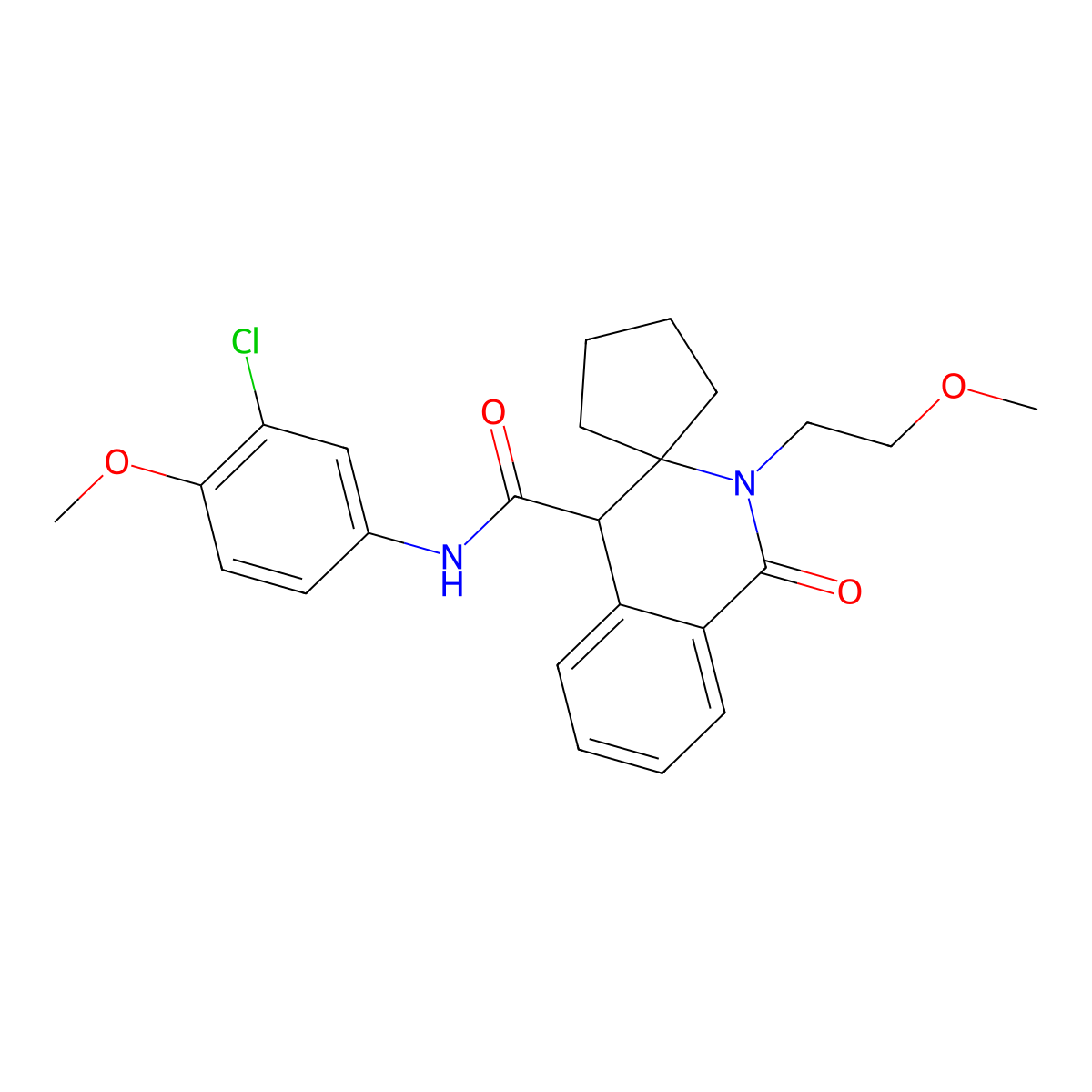 N-(3-chloro-4-methoxyphenyl)-2'-(2-methoxyethyl)-1'-oxo-1',4'-dihydro-2'H-spiro[cyclopentane-1,3'-isoquinoline]-4'-carboxamide molecular structure, CAS 1212434-53-1