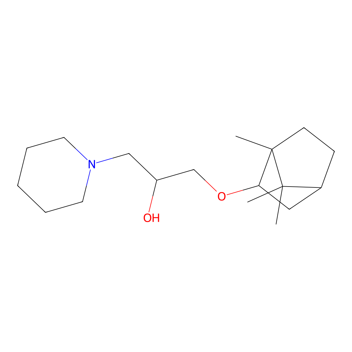 1-(Piperidin-1-yl)-3-[(1,7,7-trimethylbicyclo[2.2.1]hept-2-yl)oxy]propan-2-ol molecular structure, CAS 1212435-33-0