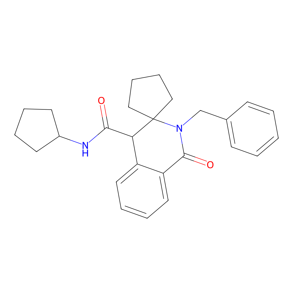 2'-benzyl-N-cyclopentyl-1'-oxo-1',4'-dihydro-2'H-spiro[cyclopentane-1,3'-isoquinoline]-4'-carboxamide molecular structure, CAS 1212439-24-1