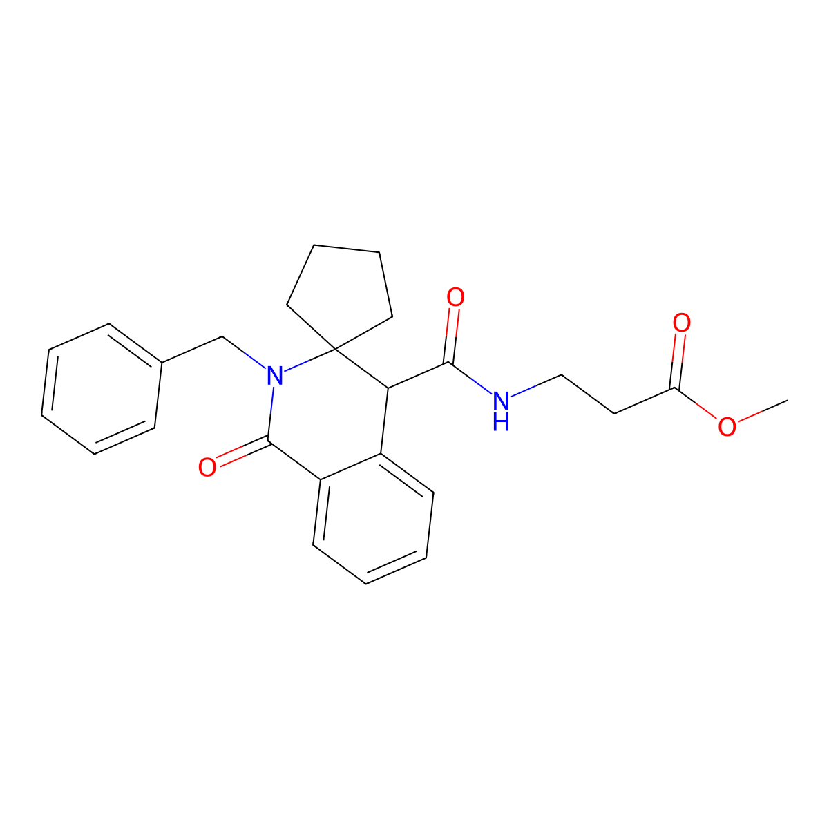 methyl N-[(2'-benzyl-1'-oxo-1',4'-dihydro-2'H-spiro[cyclopentane-1,3'-isoquinolin]-4'-yl)carbonyl]-beta-alaninate molecular structure, CAS 1212439-27-4