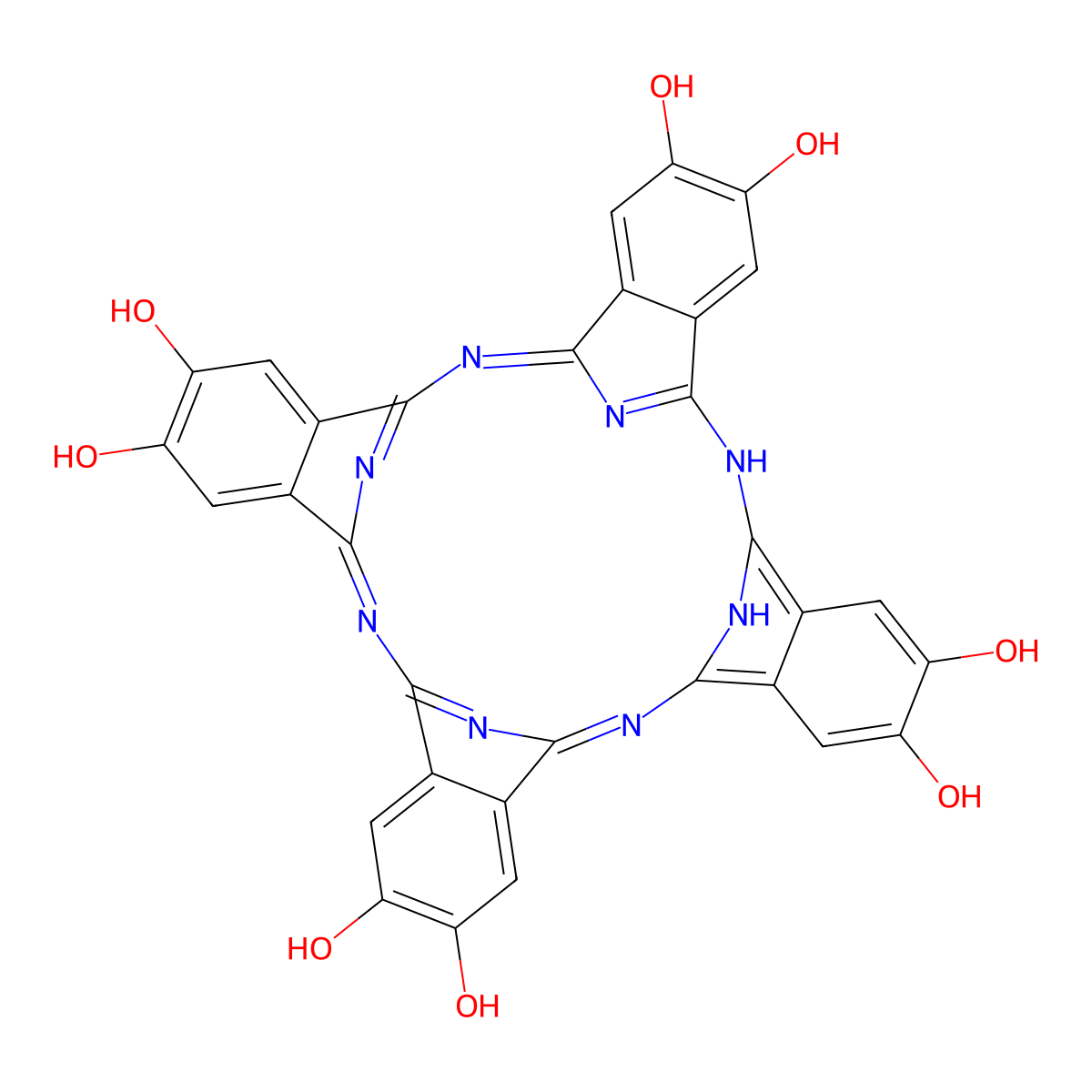 29H,31H-Phthalocyanine-2,3,9,10,16,17,23,24-octol molecular structure, CAS 121244-81-3