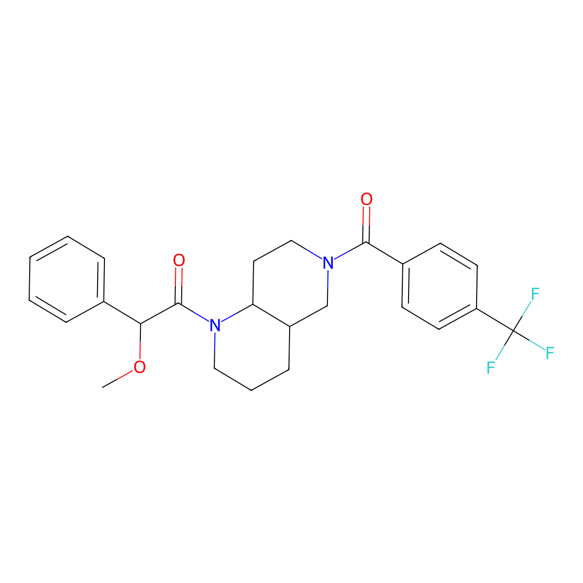 (4aR*,8aS*)-1-[methoxy(phenyl)acetyl]-6-[4-(trifluoromethyl)benzoyl]decahydro-1,6-naphthyridine molecular structure, CAS 1212440-46-4