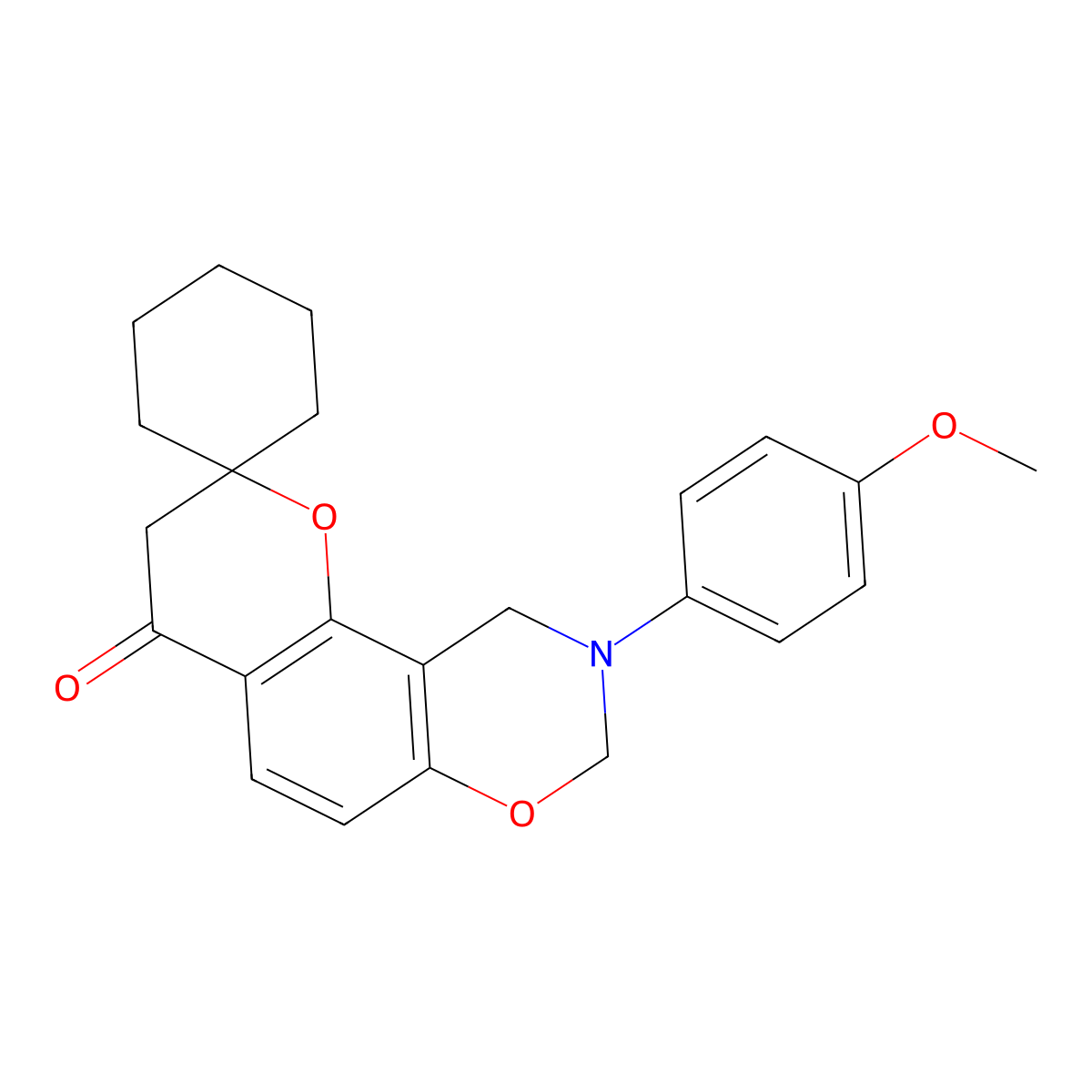 9-(4-methoxyphenyl)-9,10-dihydro-8H-spiro[chromeno[8,7-e][1,3]oxazine-2,1'-cyclohexan]-4(3H)-one molecular structure, CAS 1212440-63-5