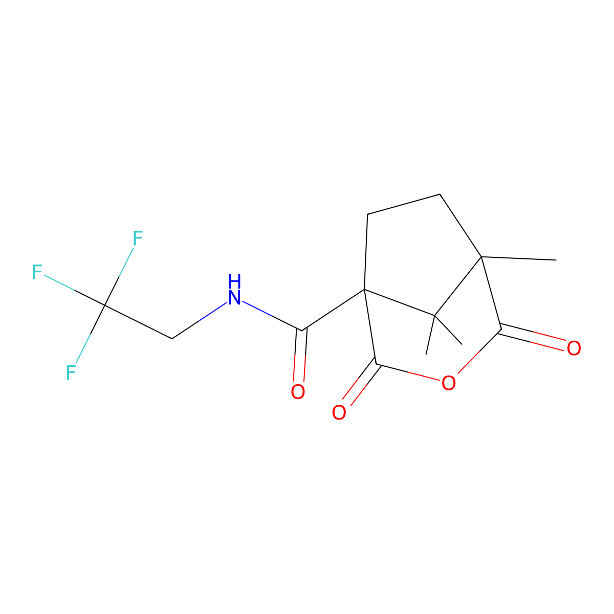 5,8,8-trimethyl-2,4-dioxo-N-(2,2,2-trifluoroethyl)-3-oxabicyclo[3.2.1]octane-1-carboxamide molecular structure, CAS 1212440-97-5