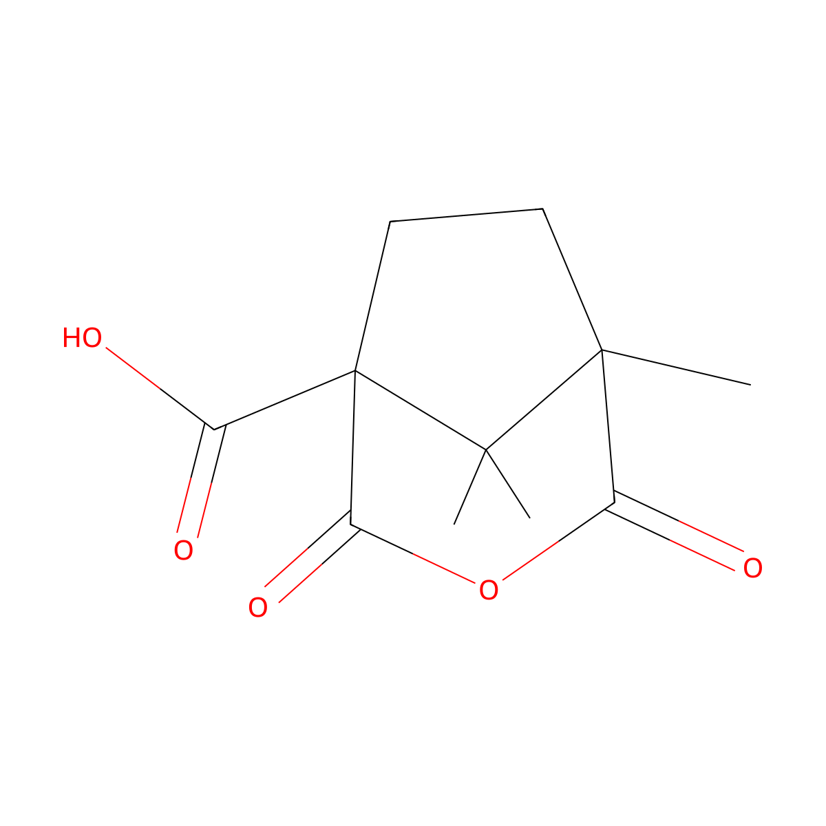 5,8,8-Trimethyl-2,4-dioxo-3-oxabicyclo[3.2.1]octane-1-carboxylic acid molecular structure, CAS 1212445-41-4