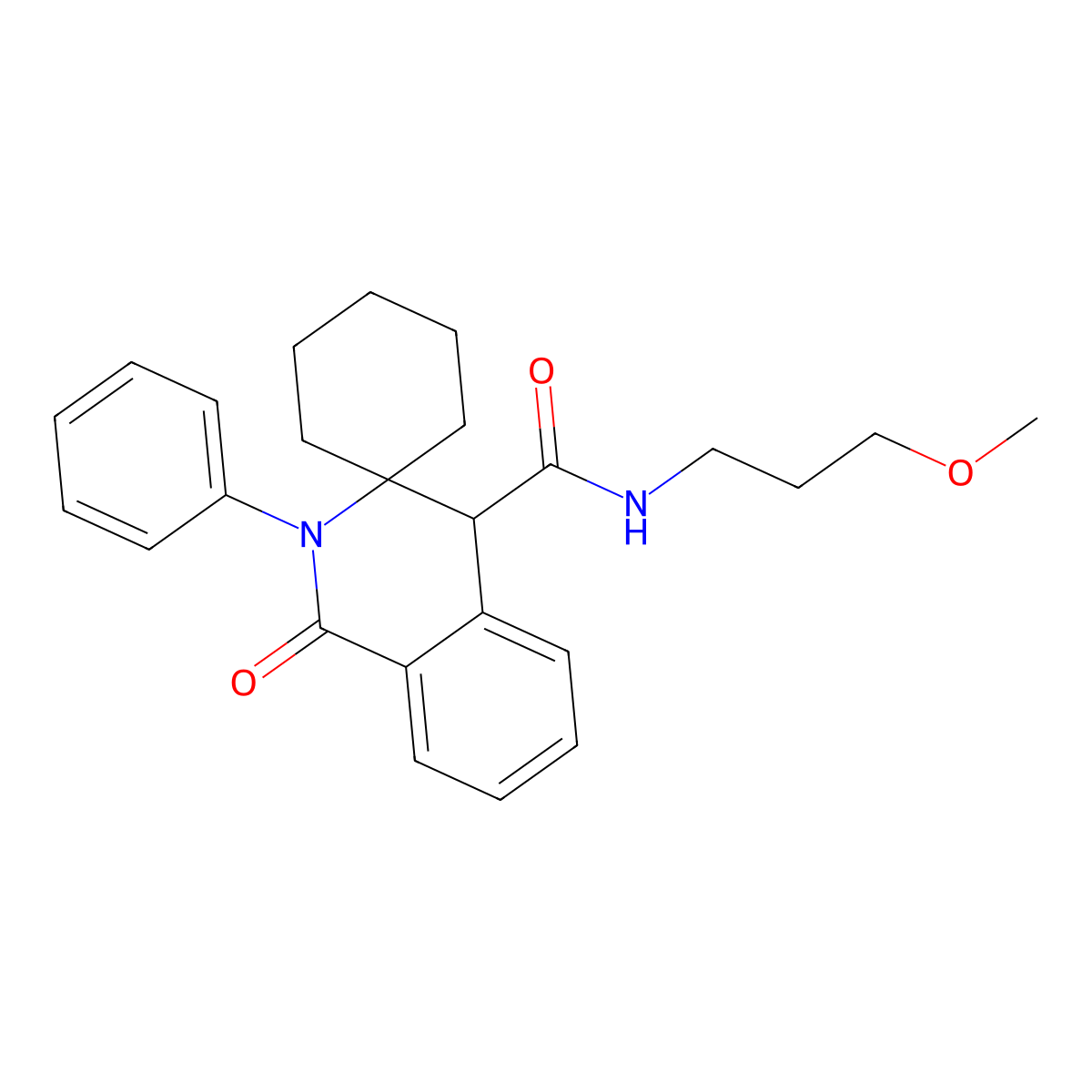 N-(3-methoxypropyl)-1'-oxo-2'-phenyl-1',4'-dihydro-2'H-spiro[cyclohexane-1,3'-isoquinoline]-4'-carboxamide molecular structure, CAS 1212451-93-8