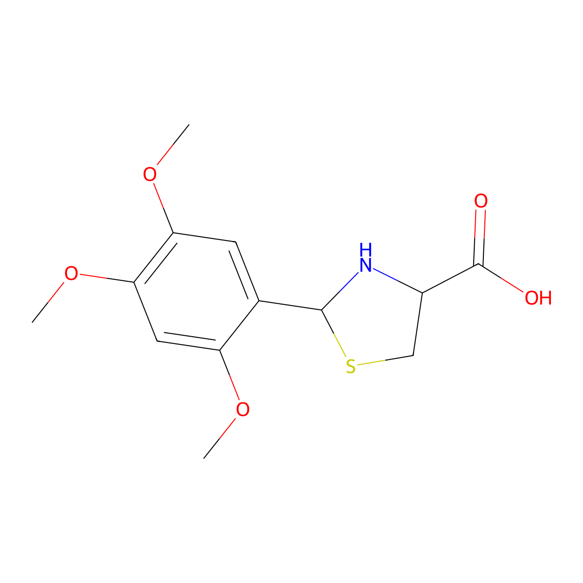 (4R)-2-(2,4,5-trimethoxyphenyl)thiazolidine-4-carboxylic acid molecular structure, CAS 1212456-42-2