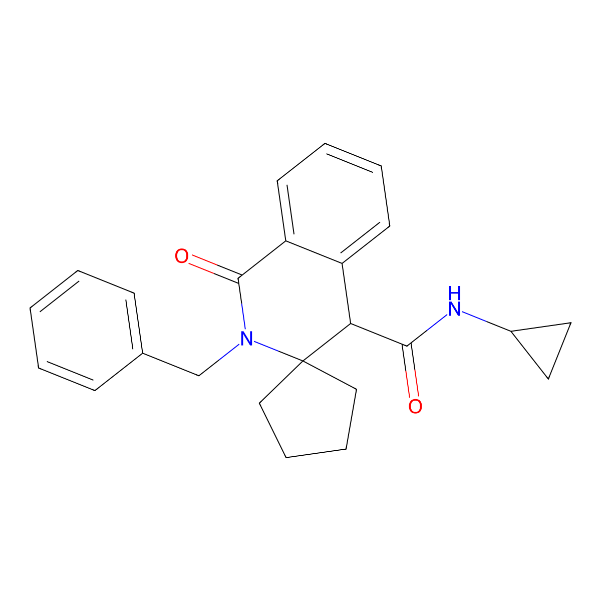 2-benzyl-N-cyclopropyl-1-oxospiro[4H-isoquinoline-3,1'-cyclopentane]-4-carboxamide molecular structure, CAS 1212456-94-4
