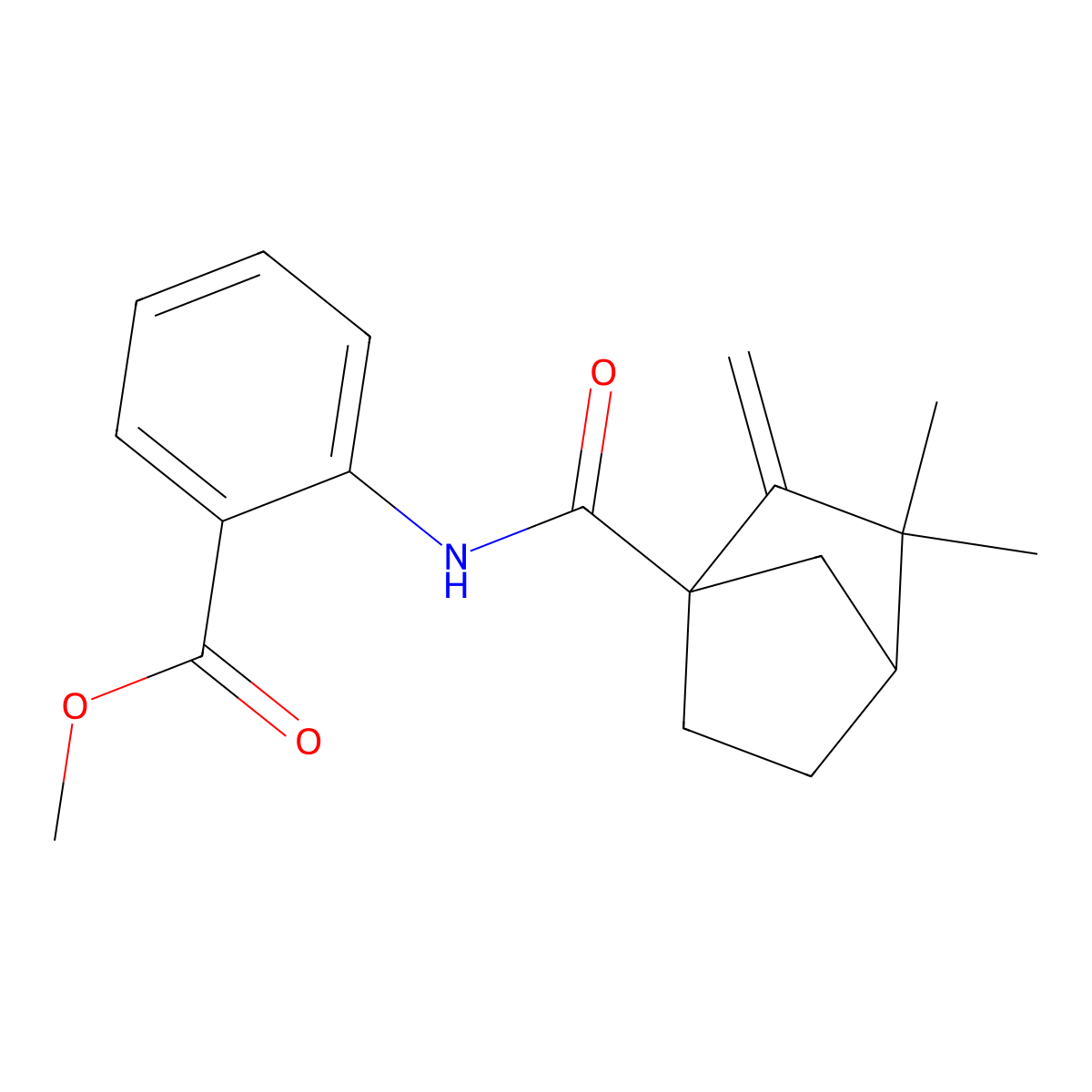 Methyl 2-{[(3,3-dimethyl-2-methylidenebicyclo[2.2.1]hept-1-yl)carbonyl]amino}benzoate molecular structure, CAS 1212459-84-1