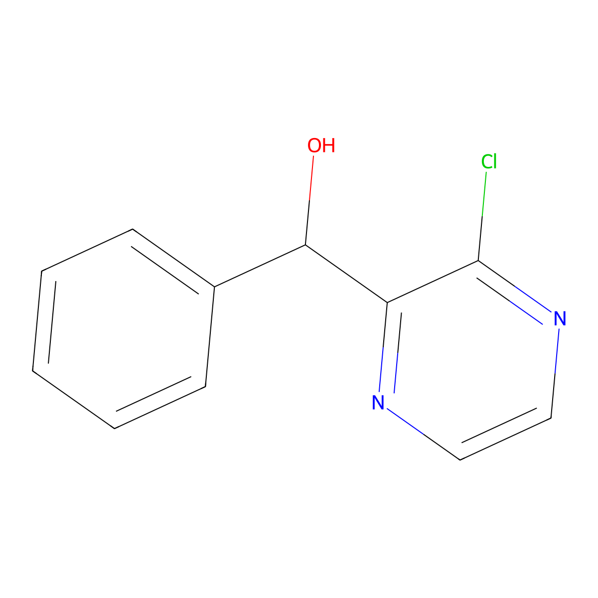 3-Chloro-alpha-phenylpyrazinemethanol molecular structure, CAS 121246-85-3