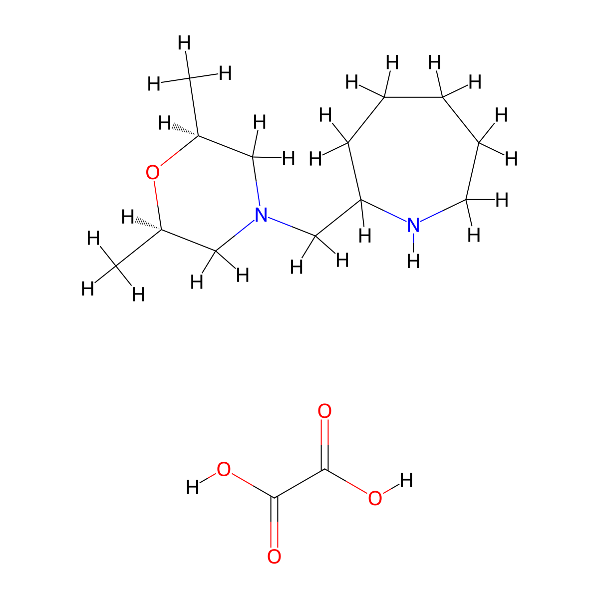 (2R,6S)-4-(Azepan-2-ylmethyl)-2,6-dimethylmorpholine oxalate molecular structure, CAS 1212460-78-0