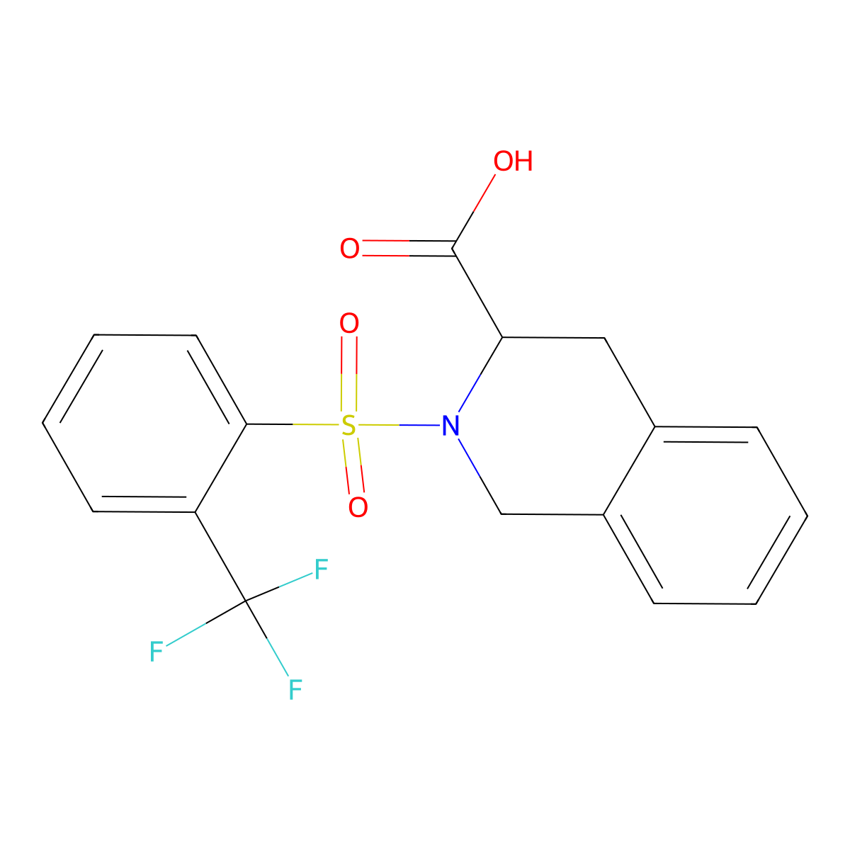 (3S)-2-[2-(Trifluoromethyl)benzenesulfonyl]-1,2,3,4-tetrahydroisoquinoline-3-carboxylic acid molecular structure, CAS 1212461-38-5