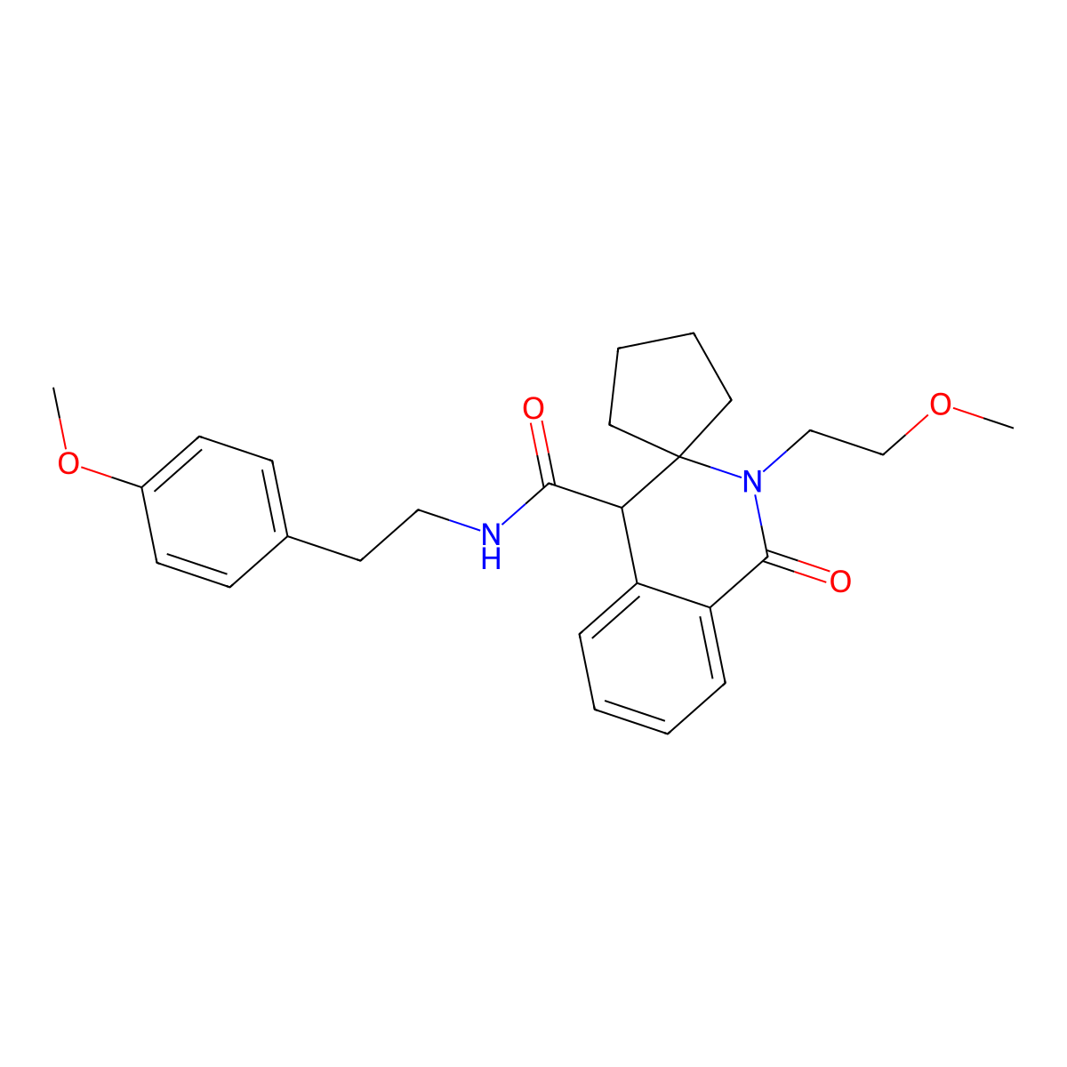 2'-(2-methoxyethyl)-N-[2-(4-methoxyphenyl)ethyl]-1'-oxo-1',4'-dihydro-2'H-spiro[cyclopentane-1,3'-isoquinoline]-4'-carboxamide molecular structure, CAS 1212461-46-5