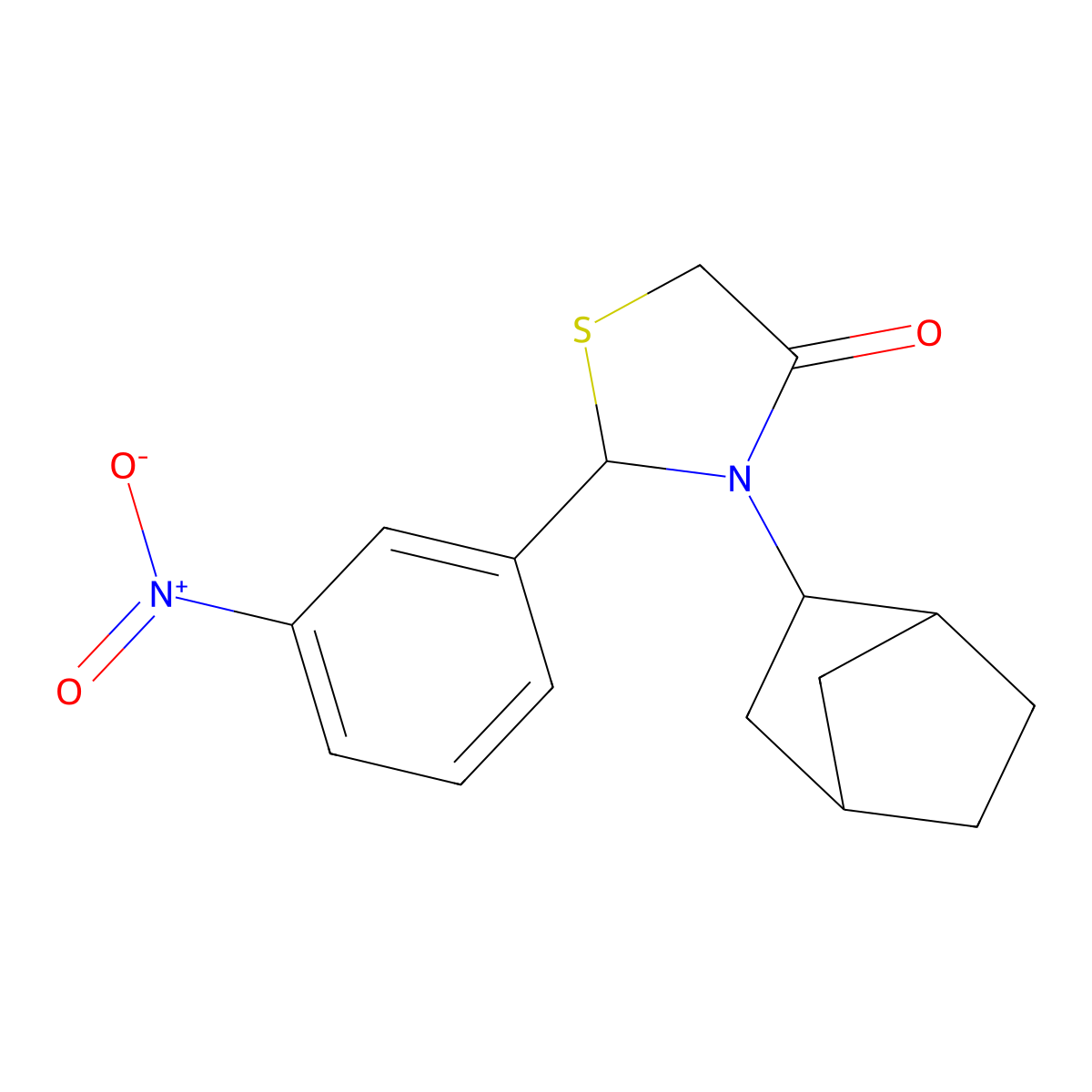 3-Bicyclo[2.2.1]hept-2-yl-2-(3-nitro-phenyl)-thiazolidin-4-one molecular structure, CAS 1212466-43-7