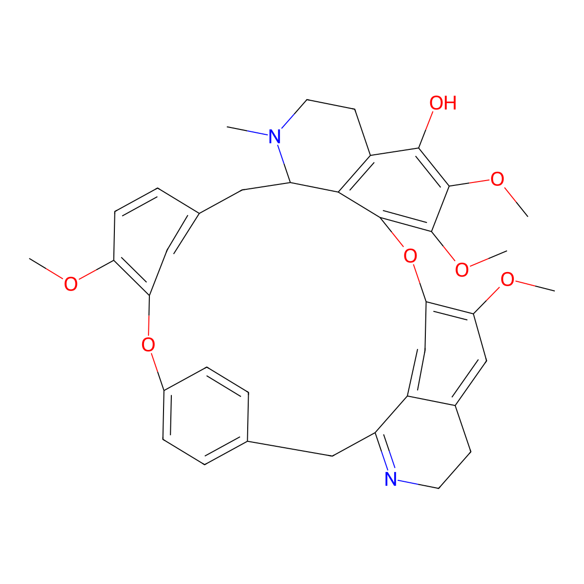 6,6',7,12-Tetramethoxy-2-methyl-1',2'-didehydroberbaman-5-ol molecular structure, CAS 1212467-15-6