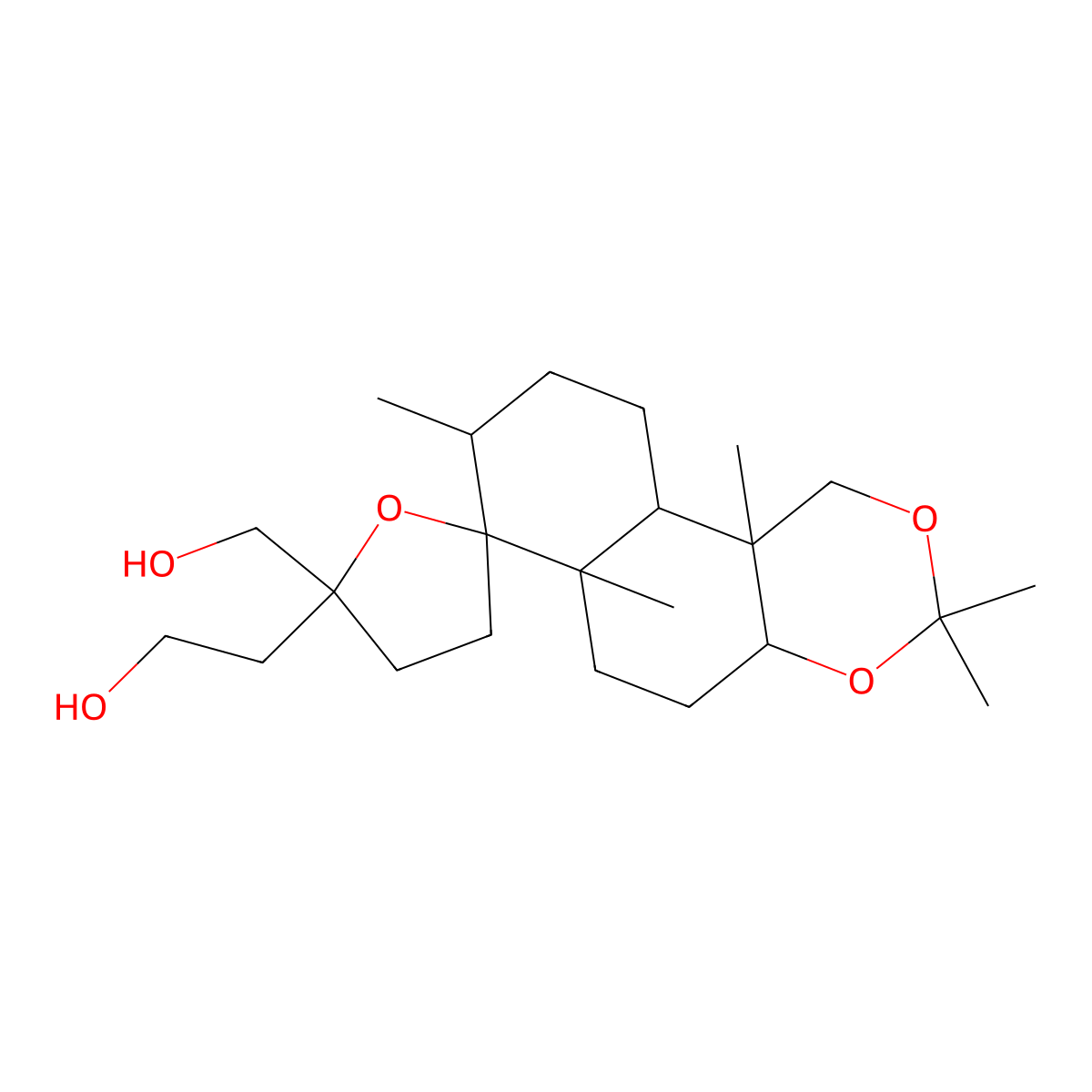 2-[(2R,4a'S,5S,6a'S,8'R,10b'R)-5-(hydroxymethyl)-3',3',6a',8',10b'-pentamethyldodecahydro-3H-spiro[furan-2,7'-naphtho[2,1-d][1,3]dioxin]-5-yl]ethanol molecular structure, CAS 1212472-38-2