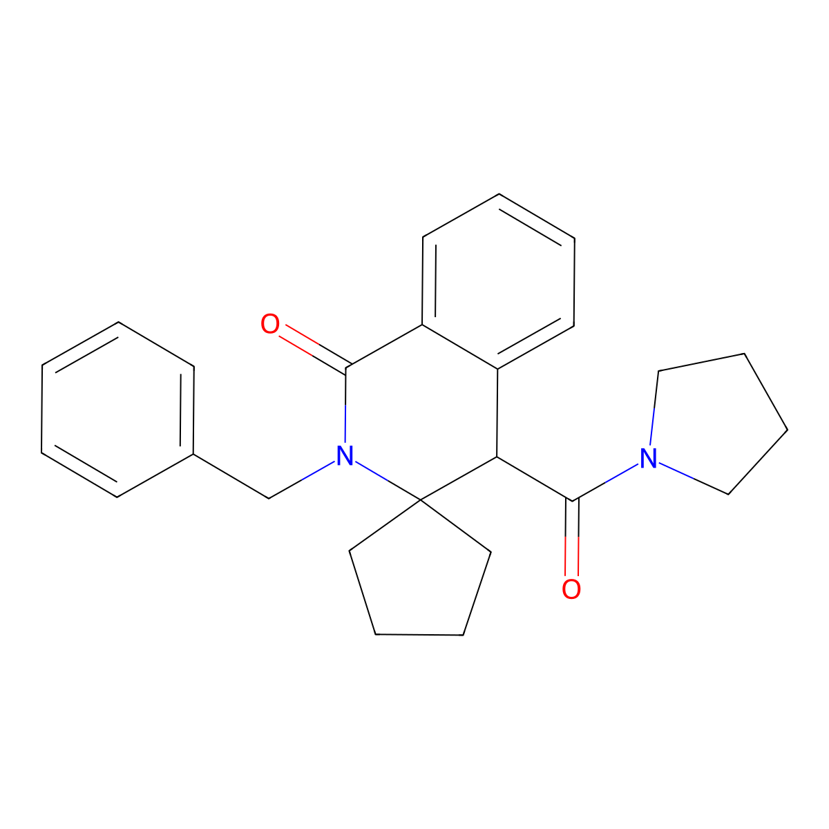 2'-benzyl-4'-(pyrrolidin-1-ylcarbonyl)-2'H-spiro[cyclopentane-1,3'-isoquinolin]-1'(4'H)-one molecular structure, CAS 1212474-23-1