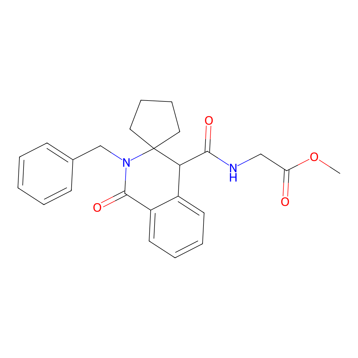 methyl N-[(2'-benzyl-1'-oxo-1',4'-dihydro-2'H-spiro[cyclopentane-1,3'-isoquinolin]-4'-yl)carbonyl]glycinate molecular structure, CAS 1212475-96-1