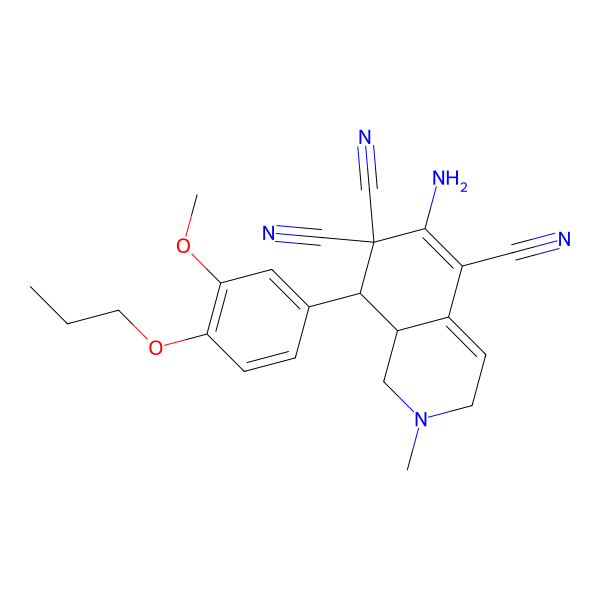 6-amino-8-(3-methoxy-4-propoxyphenyl)-2-methyl-2,3,8,8a-tetrahydroisoquinoline-5,7,7(1H)-tricarbonitrile molecular structure, CAS 1212476-21-5
