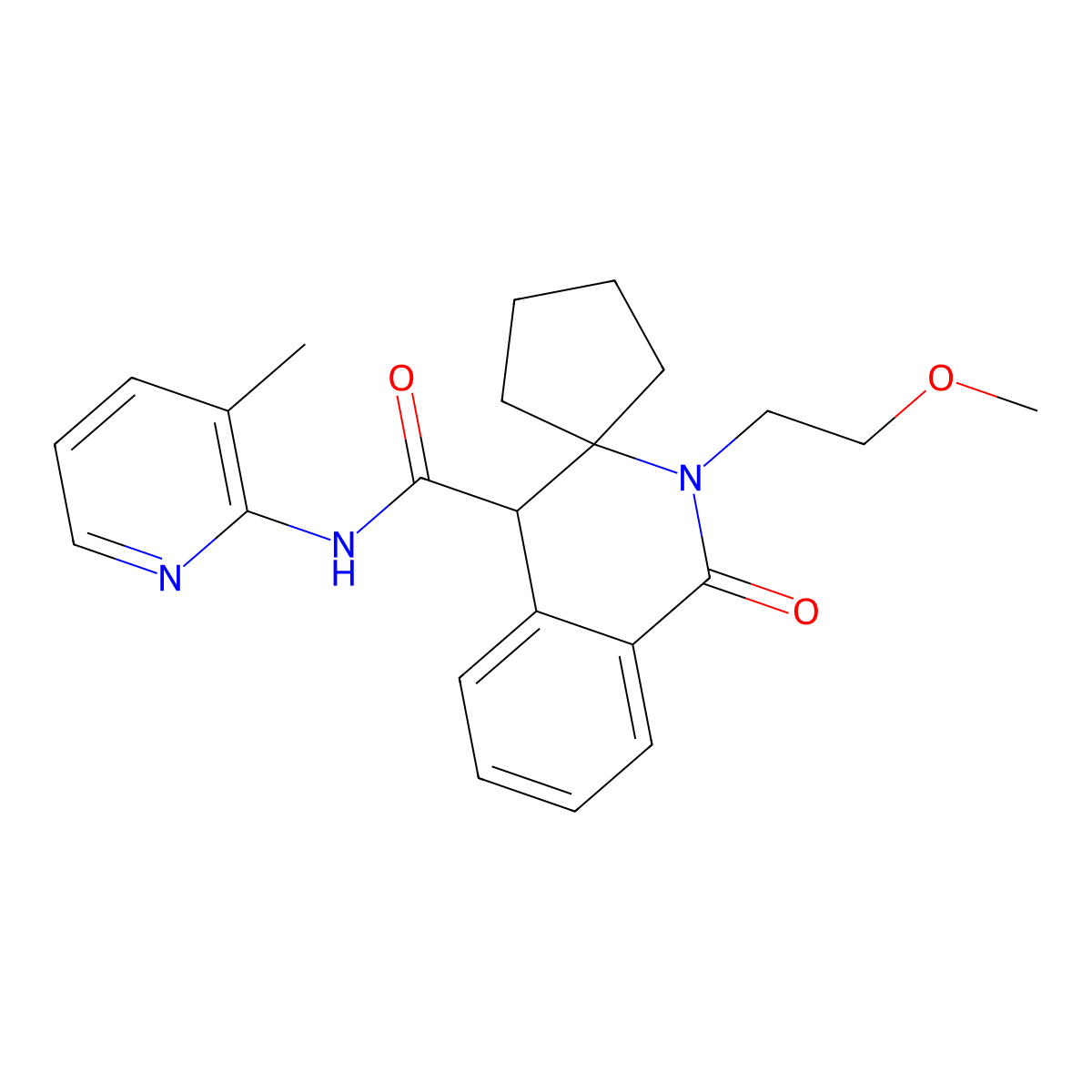 2-(2-methoxyethyl)-N-(3-methylpyridin-2-yl)-1-oxospiro[4H-isoquinoline-3,1'-cyclopentane]-4-carboxamide molecular structure, CAS 1212476-40-8