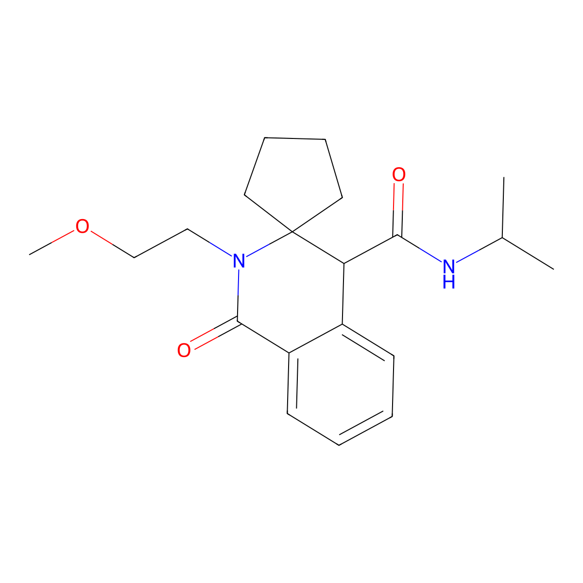 2-(2-methoxyethyl)-1-oxo-N-propan-2-ylspiro[4H-isoquinoline-3,1'-cyclopentane]-4-carboxamide molecular structure, CAS 1212477-26-3