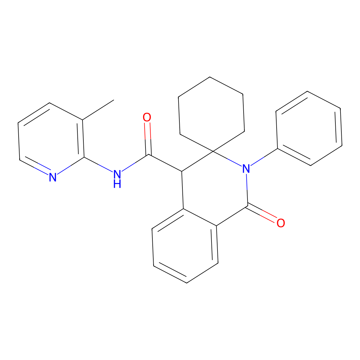 N-(3-methylpyridin-2-yl)-1'-oxo-2'-phenyl-1',4'-dihydro-2'H-spiro[cyclohexane-1,3'-isoquinoline]-4'-carboxamide molecular structure, CAS 1212477-30-9