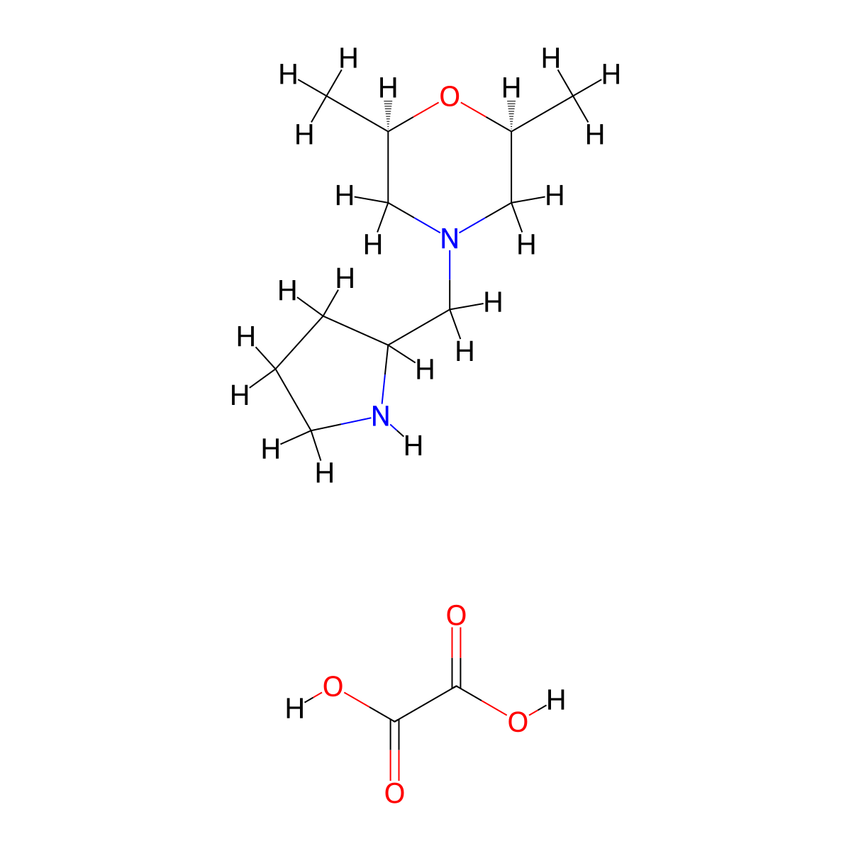 (2R,6S)-2,6-Dimethyl-4-(pyrrolidin-2-ylmethyl)morpholine oxalate molecular structure, CAS 1212478-11-9