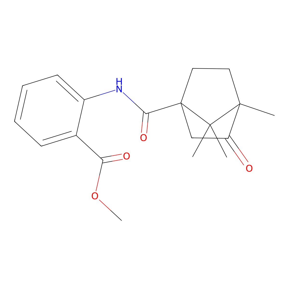 Methyl 2-{[(4,7,7-trimethyl-3-oxobicyclo[2.2.1]hept-1-yl)carbonyl]amino}benzoate molecular structure, CAS 1212478-29-9