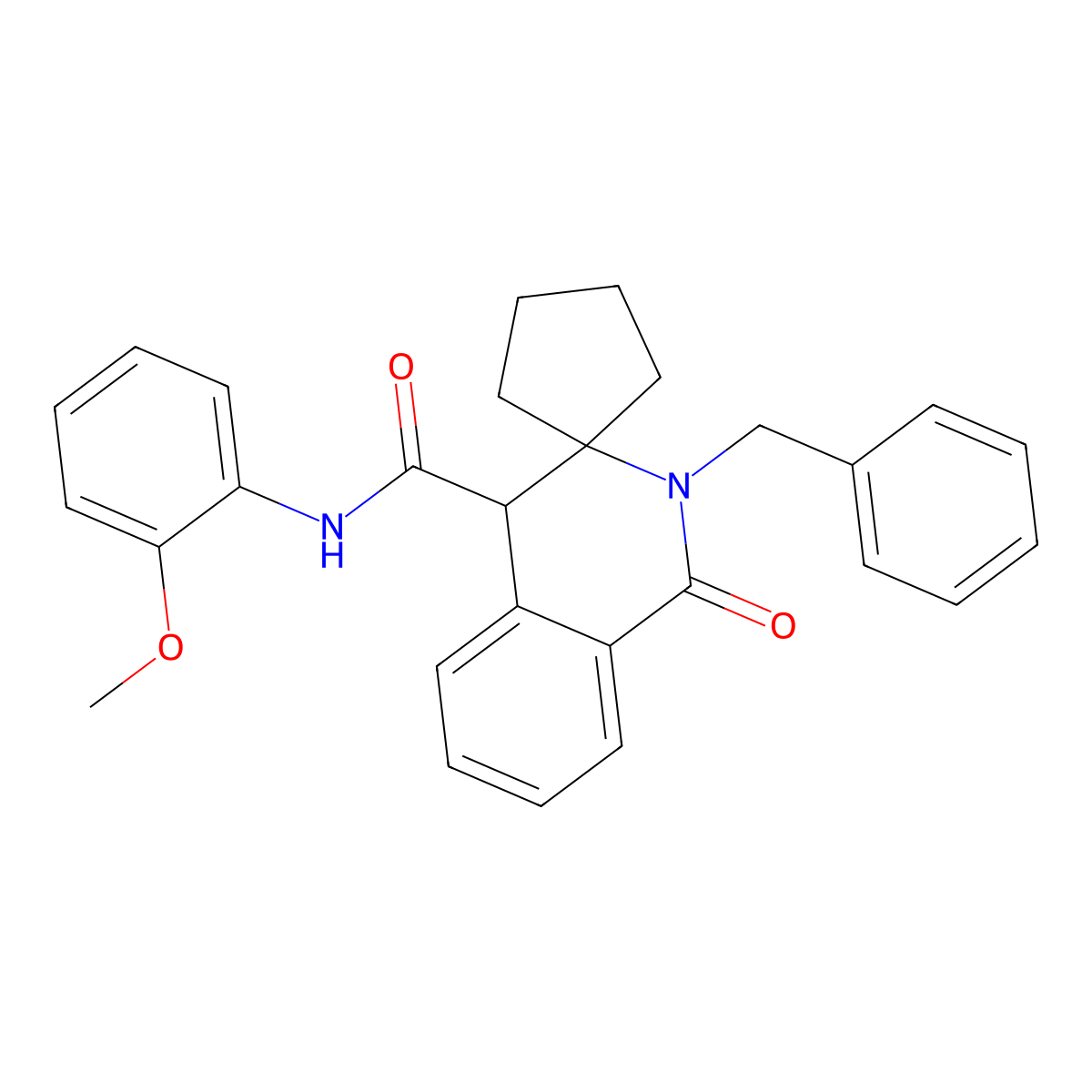 2'-benzyl-N-(2-methoxyphenyl)-1'-oxo-1',4'-dihydro-2'H-spiro[cyclopentane-1,3'-isoquinoline]-4'-carboxamide molecular structure, CAS 1212479-37-2