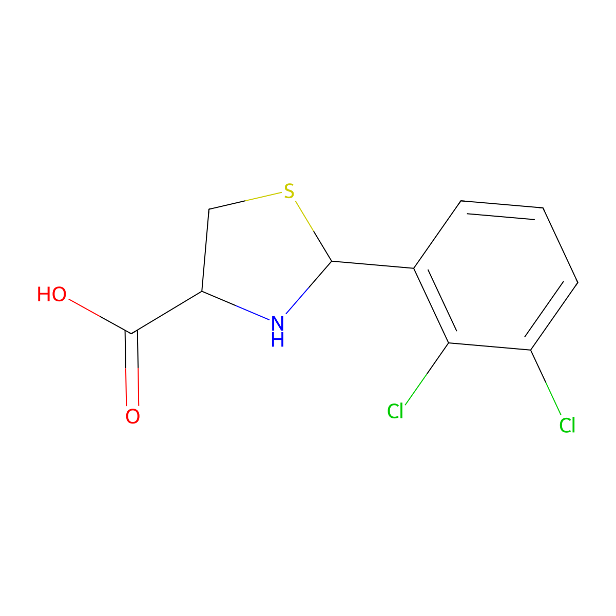 (4R)-2-(2,3-dichlorophenyl)-1,3-thiazolidine-4-carboxylic acid molecular structure, CAS 1212481-14-5