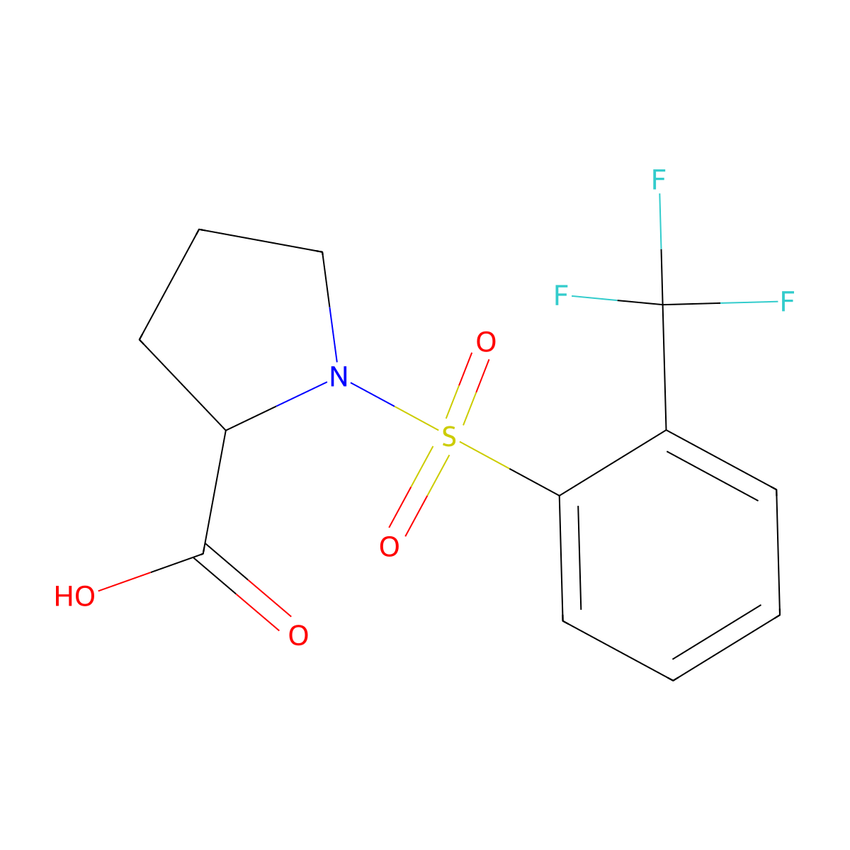 (2S)-1-[2-(Trifluoromethyl)benzenesulfonyl]pyrrolidine-2-carboxylic acid molecular structure, CAS 1212483-01-6
