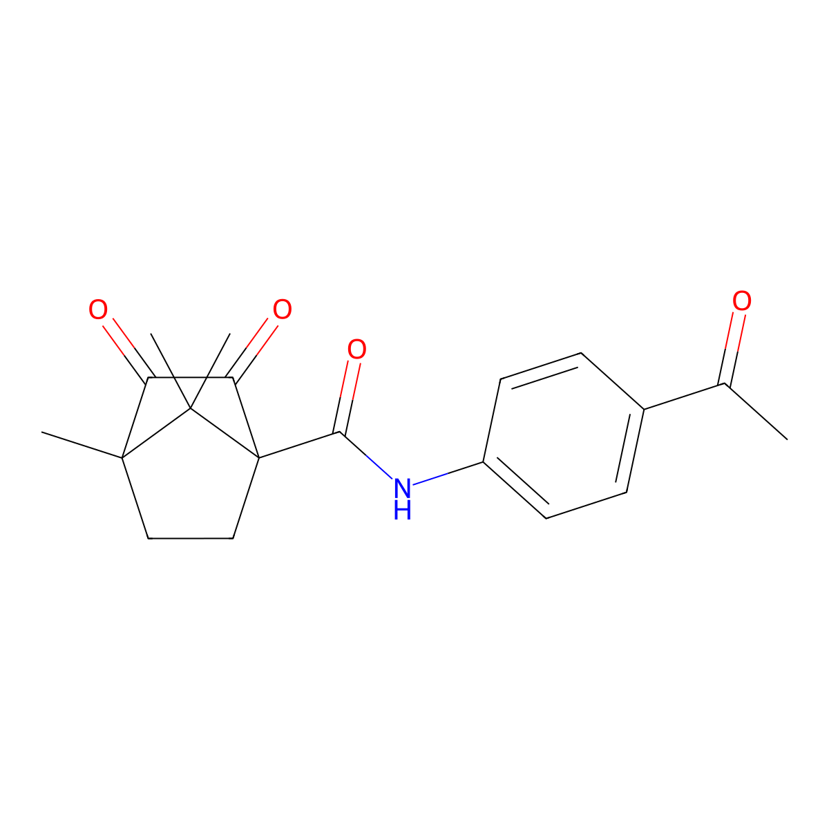 N-(4-acetylphenyl)-4,7,7-trimethyl-2,3-dioxobicyclo[2.2.1]heptane-1-carboxamide molecular structure, CAS 1212483-85-6