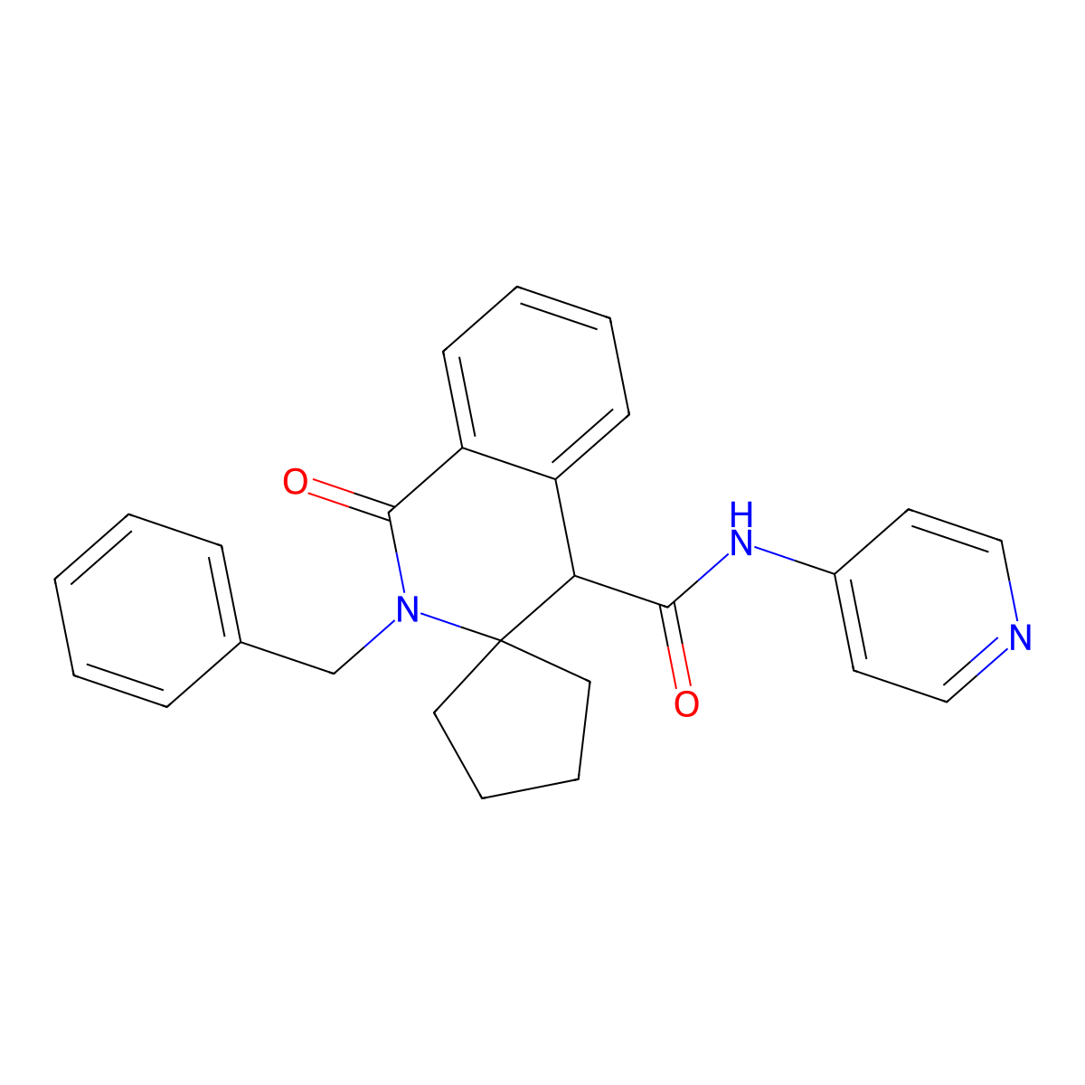2-benzyl-1-oxo-N-pyridin-4-ylspiro[4H-isoquinoline-3,1'-cyclopentane]-4-carboxamide molecular structure, CAS 1212484-49-5