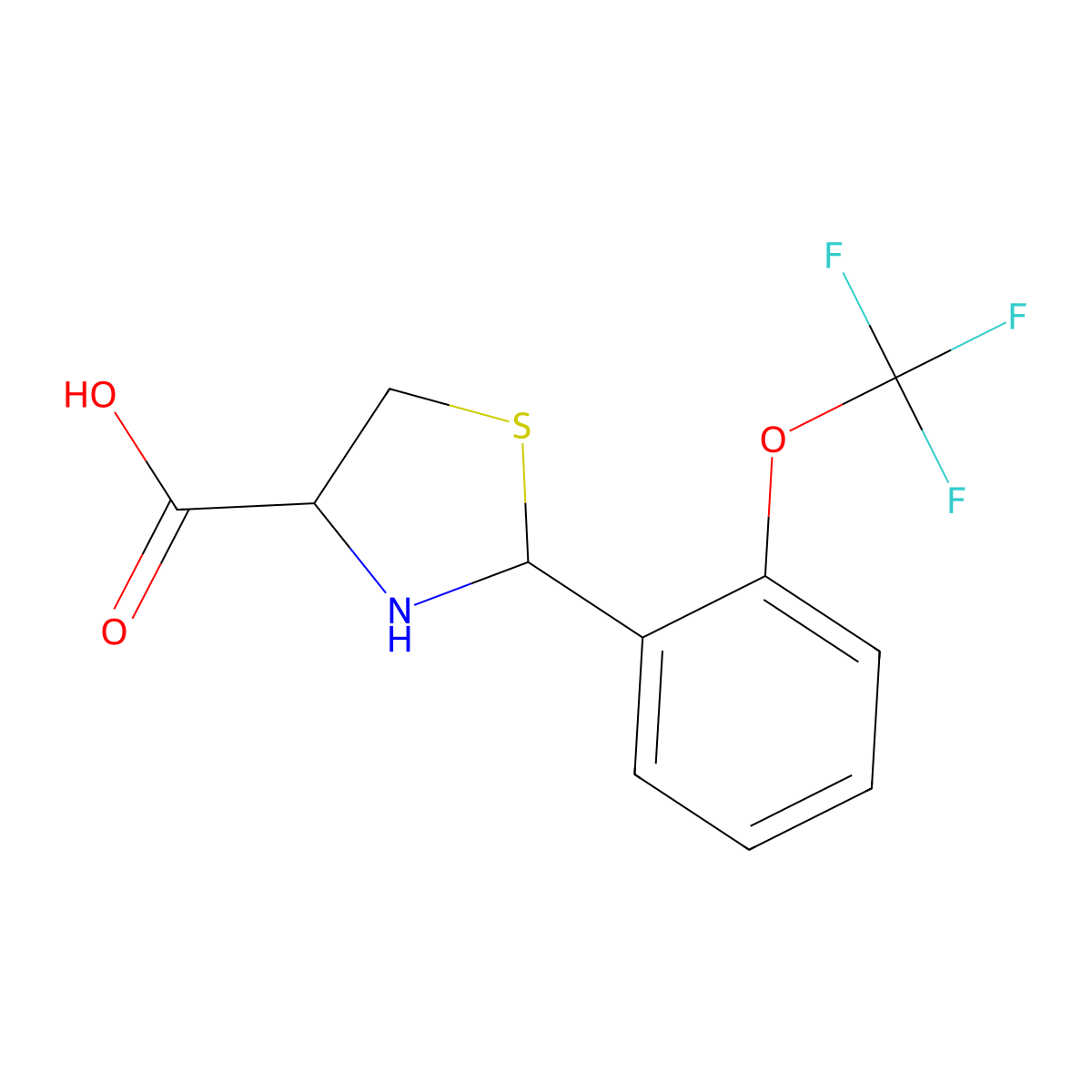(4R)-2-(2-(trifluoromethoxy)phenyl)thiazolidine-4-carboxylic acid molecular structure, CAS 1212484-57-5