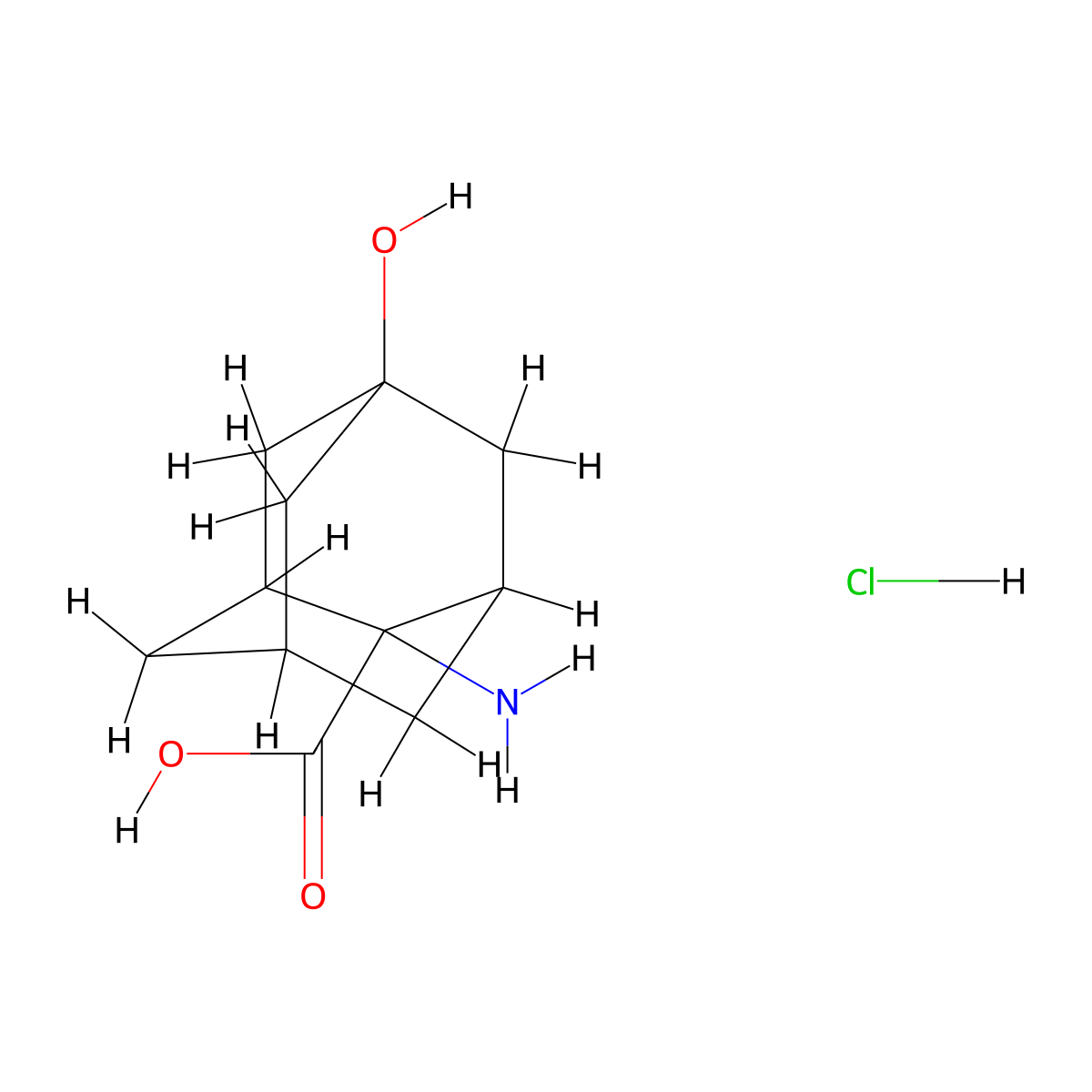 2-Amino-5-hydroxyadamantane-2-carboxylic acid hydrochloride molecular structure, CAS 1212484-85-9