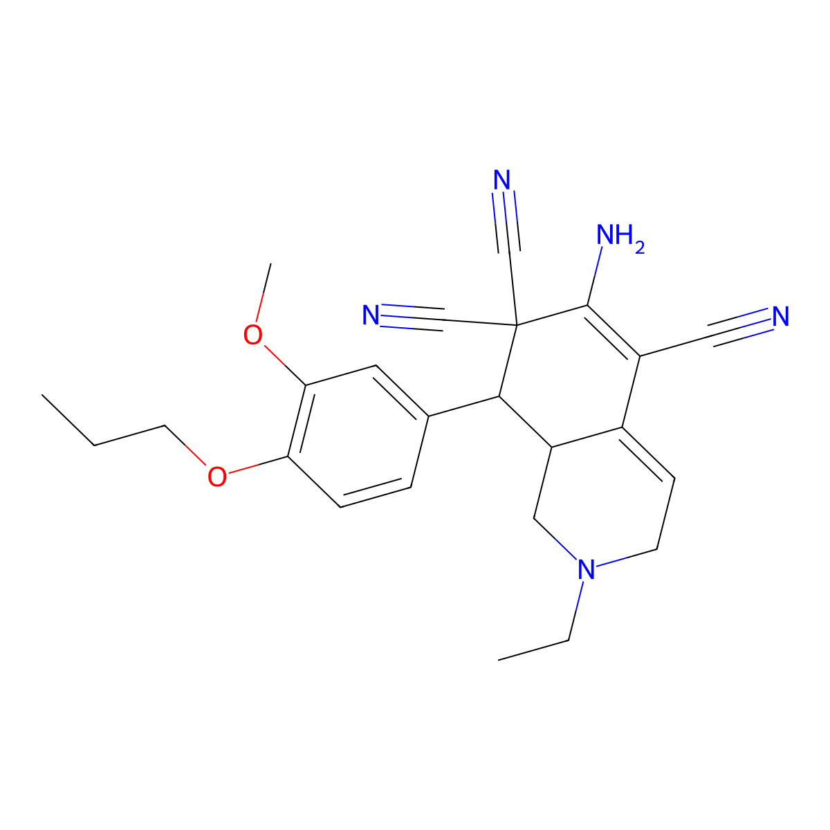 6-amino-2-ethyl-8-(3-methoxy-4-propoxyphenyl)-2,3,8,8a-tetrahydroisoquinoline-5,7,7(1H)-tricarbonitrile molecular structure, CAS 1212487-47-2