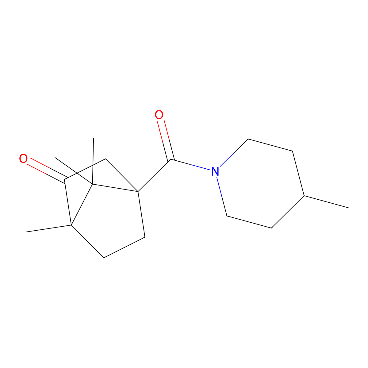 1,7,7-Trimethyl-4-[(4-methylpiperidin-1-yl)carbonyl]bicyclo[2.2.1]heptan-2-one molecular structure, CAS 1212488-40-8