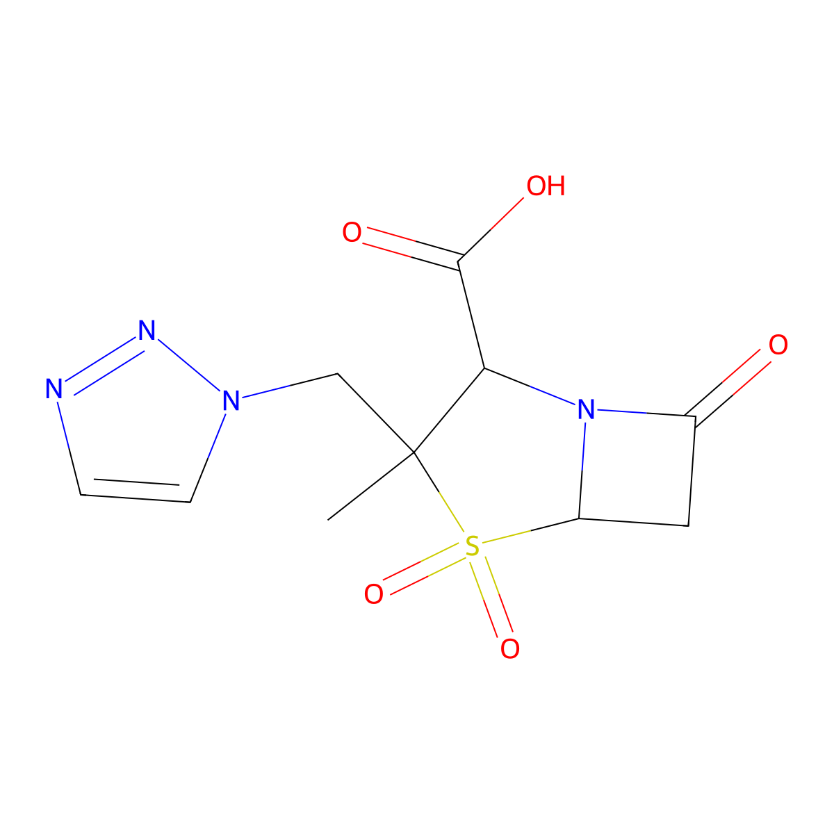 (2S,5R)-3-((1H-1,2,3-triazol-1-yl)methyl)-3-methyl-7-oxo-4-thia-1-azabicyclo[3.2.0]heptane-2-carboxylic acid 4,4-dioxide molecular structure, CAS 1212488-56-6